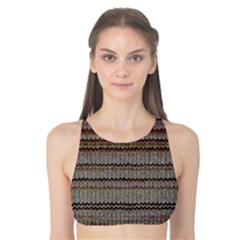 Stripy Knitted Wool Fabric Texture Tank Bikini Top