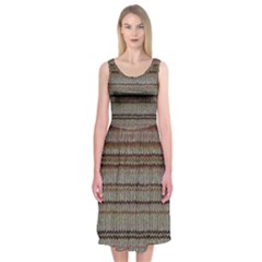 Stripy Knitted Wool Fabric Texture Midi Sleeveless Dress