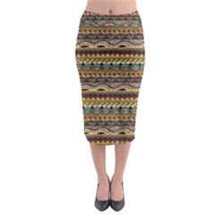 Aztec Pattern Midi Pencil Skirt