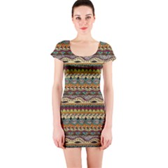 Aztec Pattern Short Sleeve Bodycon Dress