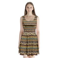 Aztec Pattern Split Back Mini Dress 