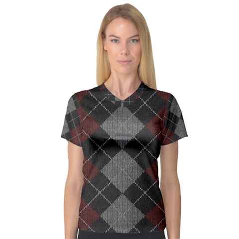 Wool Texture With Great Pattern Women s V-neck Sport Mesh Tee by BangZart