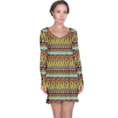 Bohemian Fabric Pattern Long Sleeve Nightdress