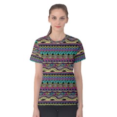 Aztec Pattern Cool Colors Women s Cotton Tee