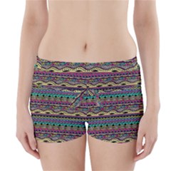 Aztec Pattern Cool Colors Boyleg Bikini Wrap Bottoms