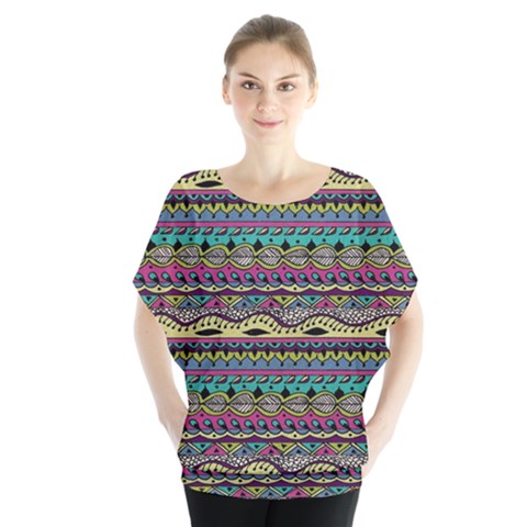 Aztec Pattern Cool Colors Blouse by BangZart