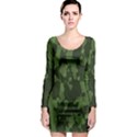 Camouflage Green Army Texture Long Sleeve Bodycon Dress View1