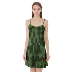 Camouflage Green Army Texture Satin Night Slip by BangZart