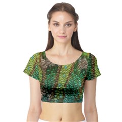 Chameleon Skin Texture Short Sleeve Crop Top (tight Fit)