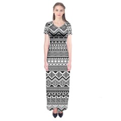 Aztec Pattern Design Short Sleeve Maxi Dress