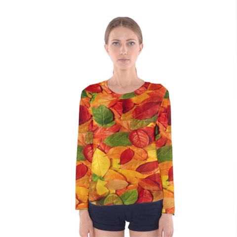 Leaves Texture Women s Long Sleeve Tee by BangZart