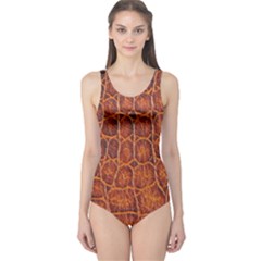 Crocodile Skin Texture One Piece Swimsuit