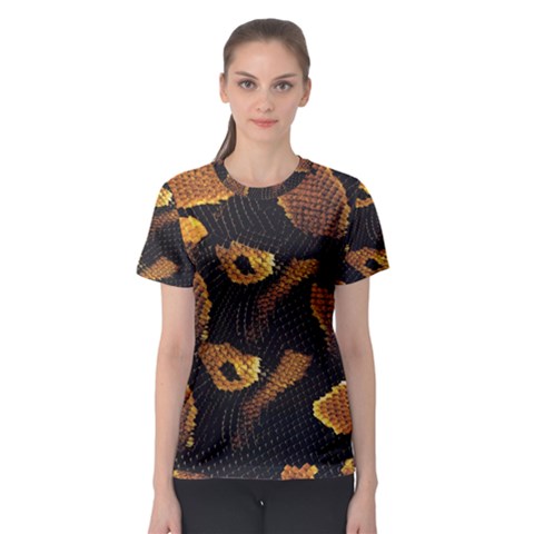 Gold Snake Skin Women s Sport Mesh Tee by BangZart