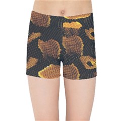 Gold Snake Skin Kids Sports Shorts