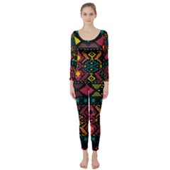 Bohemian Patterns Tribal Long Sleeve Catsuit