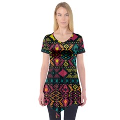 Bohemian Patterns Tribal Short Sleeve Tunic 