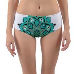 Ornate mandala Reversible Mid-Waist Bikini Bottoms