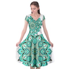 Ornate mandala Cap Sleeve Wrap Front Dress