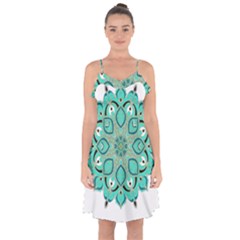 Ornate mandala Ruffle Detail Chiffon Dress