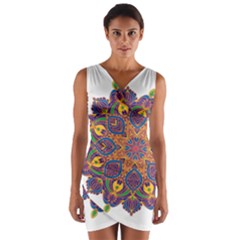 Ornate Mandala Wrap Front Bodycon Dress