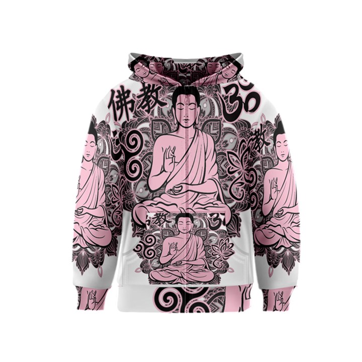 Ornate Buddha Kids  Zipper Hoodie