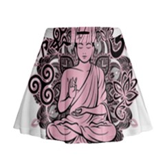 Ornate Buddha Mini Flare Skirt by Valentinaart