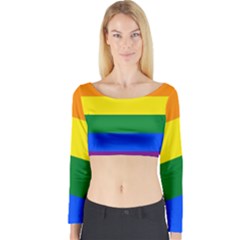 Pride Rainbow Flag Long Sleeve Crop Top by Valentinaart