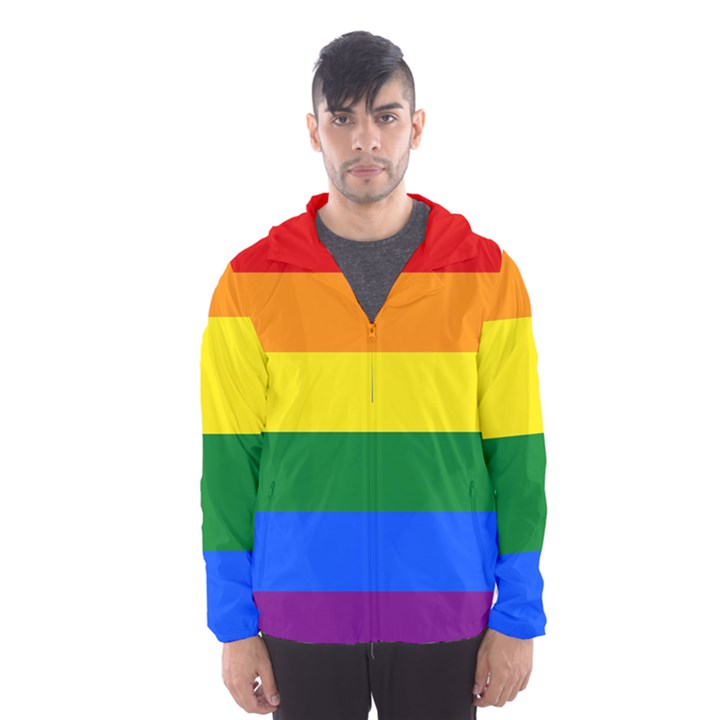 Pride rainbow flag Hooded Wind Breaker (Men)