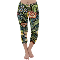 Bohemia Floral Pattern Capri Winter Leggings 