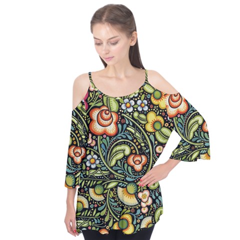 Bohemia Floral Pattern Flutter Tees by BangZart