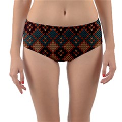 Knitted Pattern Reversible Mid-waist Bikini Bottoms by BangZart