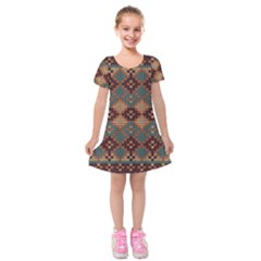 Knitted Pattern Kids  Short Sleeve Velvet Dress