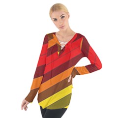 Abstract Bright Stripes Women s Tie Up Tee