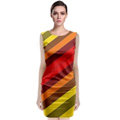 Abstract Bright Stripes Classic Sleeveless Midi Dress