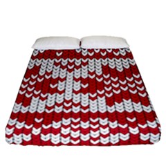 Crimson Knitting Pattern Background Vector Fitted Sheet (queen Size)