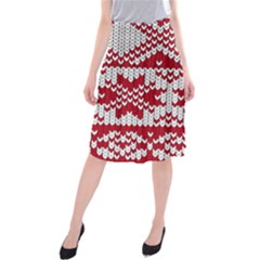 Crimson Knitting Pattern Background Vector Midi Beach Skirt