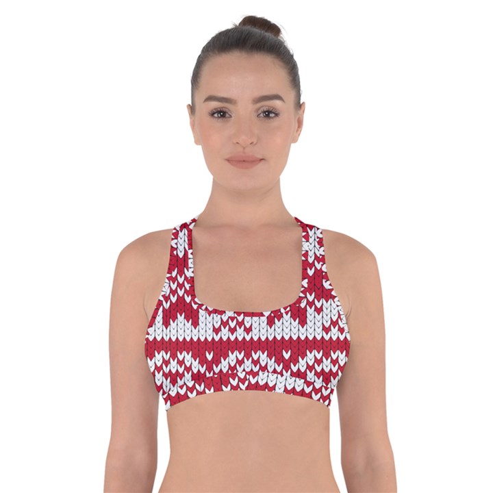 Crimson Knitting Pattern Background Vector Cross Back Sports Bra