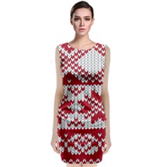 Crimson Knitting Pattern Background Vector Sleeveless Velvet Midi Dress