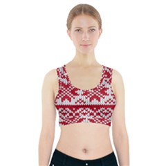 Crimson Knitting Pattern Background Vector Sports Bra With Pocket