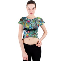 Comics Crew Neck Crop Top by BangZart