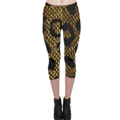 Metallic Snake Skin Pattern Capri Leggings  by BangZart