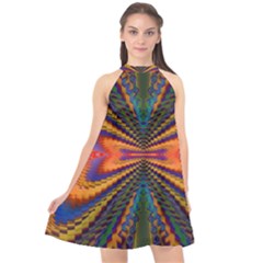 Casanova Abstract Art Colors Cool Druffix Flower Freaky Trippy Halter Neckline Chiffon Dress  by BangZart