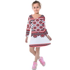 Consecutive Knitting Patterns Vector Kids  Long Sleeve Velvet Dress