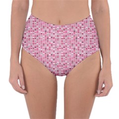 Abstract Pink Squares Reversible High-waist Bikini Bottoms by BangZart