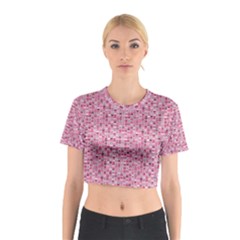 Abstract Pink Squares Cotton Crop Top by BangZart