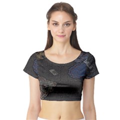 World Map Short Sleeve Crop Top (tight Fit) by BangZart