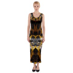 Textures Snake Skin Patterns Fitted Maxi Dress