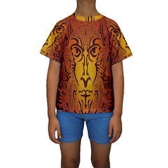 Lion Man Tribal Kids  Short Sleeve Swimwear