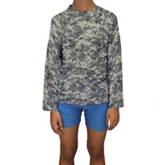 Us Army Digital Camouflage Pattern Kids  Long Sleeve Swimwear