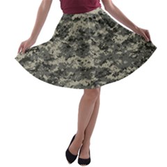 Us Army Digital Camouflage Pattern A-line Skater Skirt by BangZart
